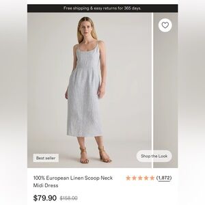 Quince 10% European Linen Scoop Neck MIDI Dress